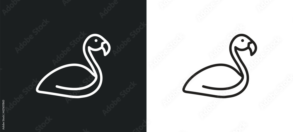 Poster flamingo outline icon in white and black colors. flamingo flat vector icon from animals collection f