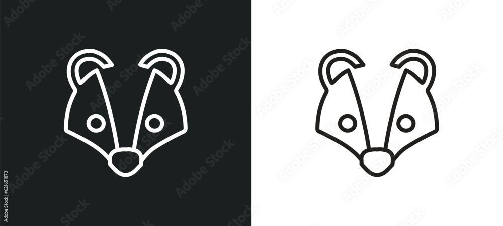 Poster badger outline icon in white and black colors. badger flat vector icon from animals collection for w