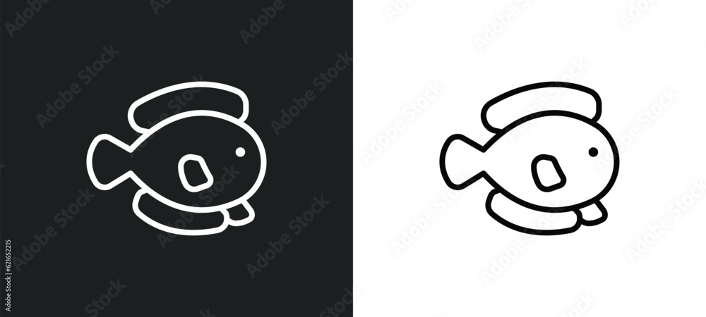 Poster flounder outline icon in white and black colors. flounder flat vector icon from animals collection f