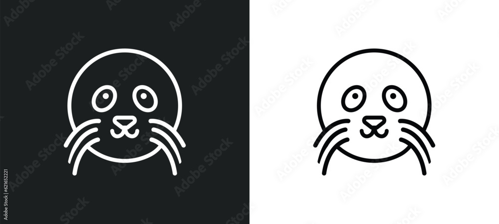Aufkleber seal outline icon in white and black colors. seal flat vector icon from animals collection for web, 