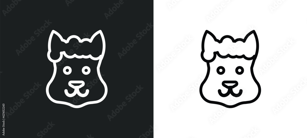 Poster lama outline icon in white and black colors. lama flat vector icon from animals collection for web, 