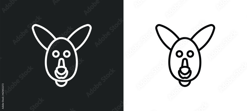 Poster kangaroo outline icon in white and black colors. kangaroo flat vector icon from animals collection f