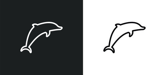 dolphin jumping outline icon in white and black colors. dolphin jumping flat vector icon from animals collection for web, mobile apps and ui. © Digital Bazaar