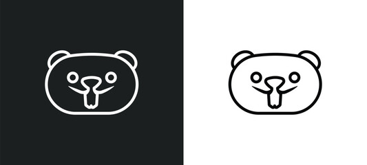 beaver outline icon in white and black colors. beaver flat vector icon from animals collection for web, mobile apps and ui. - obrazy, fototapety, plakaty