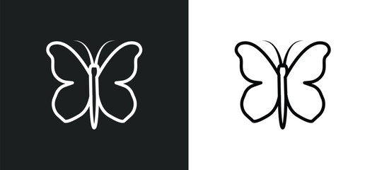 butterfly with wings outline icon in white and black colors. butterfly with wings flat vector icon from animals collection for web, mobile apps and ui.