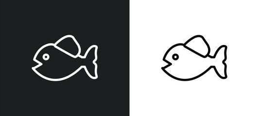 piranha outline icon in white and black colors. piranha flat vector icon from animals collection for web, mobile apps and ui.