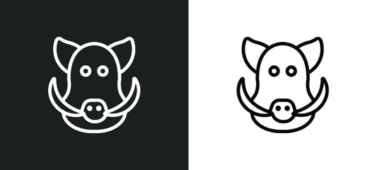 boar outline icon in white and black colors. boar flat vector icon from animals collection for web, mobile apps and ui.