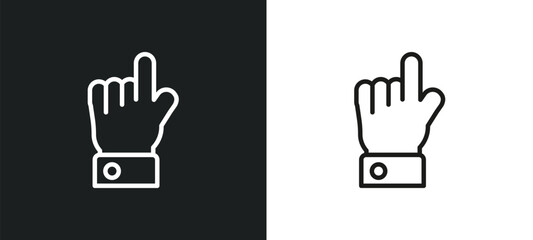 Obraz premium hand with extended pointing finger outline icon in white and black colors. hand with extended pointing finger flat vector icon from american football collection for web, mobile apps and ui.