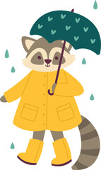 Raccoon Wearing Raincoat