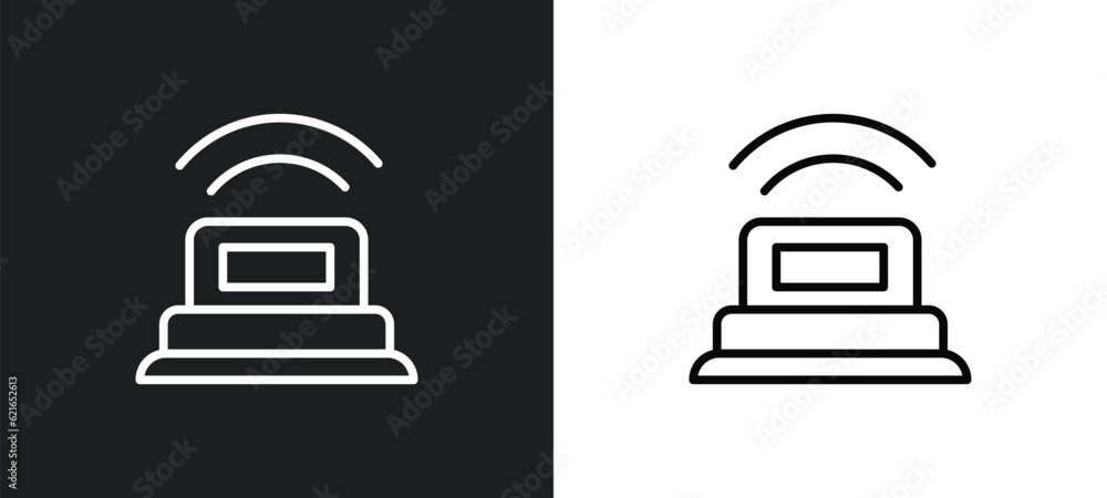 Poster emergency outline icon in white and black colors. emergency flat vector icon from alert collection f