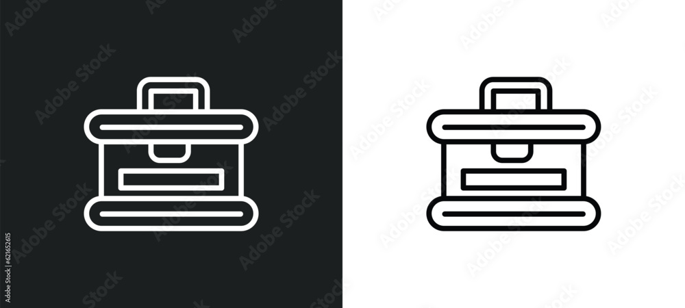 Poster kit outline icon in white and black colors. kit flat vector icon from alert collection for web, mobi