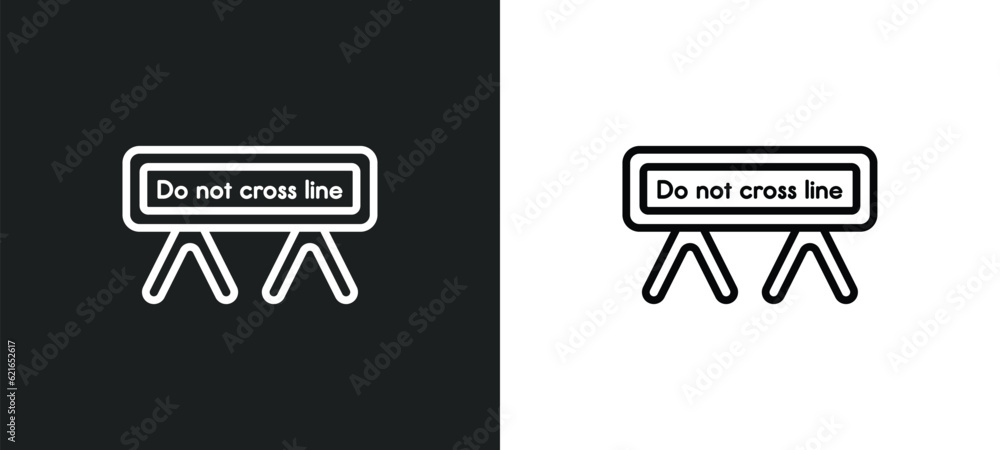 Poster do not cross line outline icon in white and black colors. do not cross line flat vector icon from al