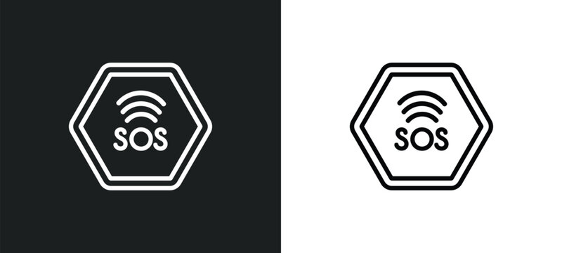 sos outline icon in white and black colors. sos flat vector icon from alert collection for web, mobile apps and ui.
