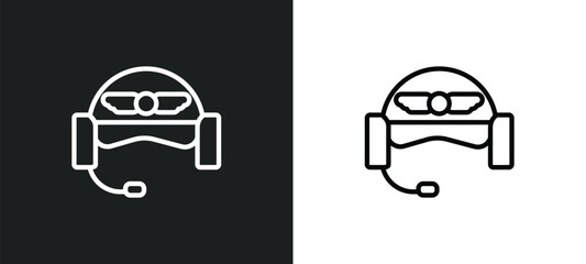 pilot helmet outline icon in white and black colors. pilot helmet flat vector icon from airport terminal collection for web, mobile apps and ui.