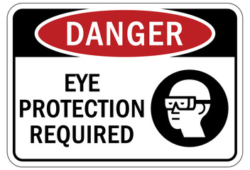 Wear eye protection warning sign and labels eye protection required