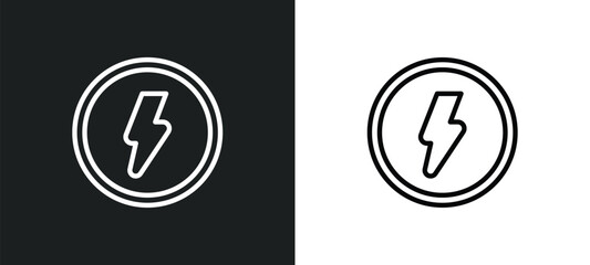 high voltage outline icon in white and black colors. high voltage flat vector icon from airport terminal collection for web, mobile apps and ui.