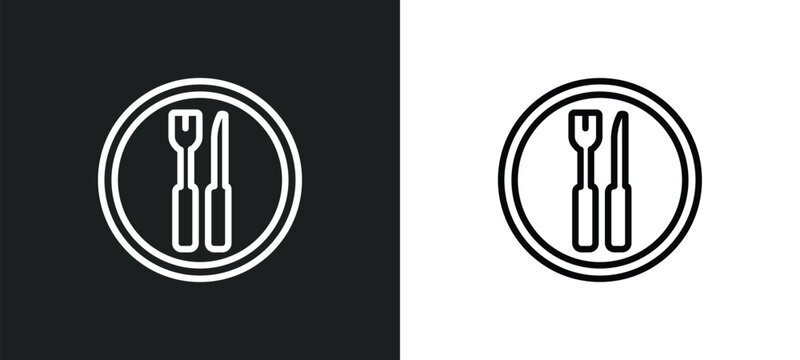 clutery for lunch outline icon in white and black colors. clutery for lunch flat vector icon from airport terminal collection for web, mobile apps and ui.