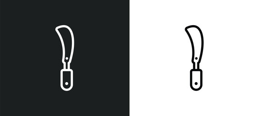 billhook outline icon in white and black colors. billhook flat vector icon from farming and gardening collection for web, mobile apps and ui.