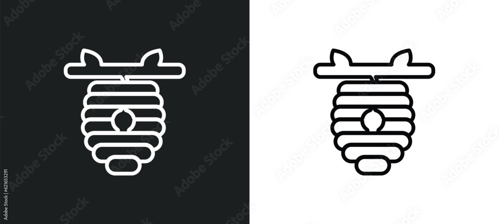 Poster beehive outline icon in white and black colors. beehive flat vector icon from farming collection for