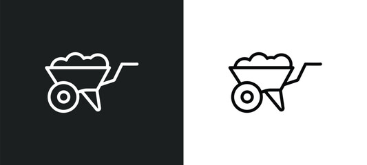 barrow outline icon in white and black colors. barrow flat vector icon from agriculture farming collection for web, mobile apps and ui.
