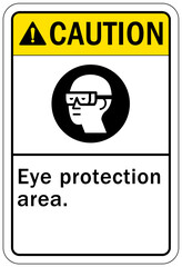 Wear eye protection warning sign and labels eye protection area