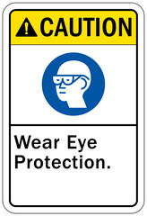 Wear eye protection warning sign and labels