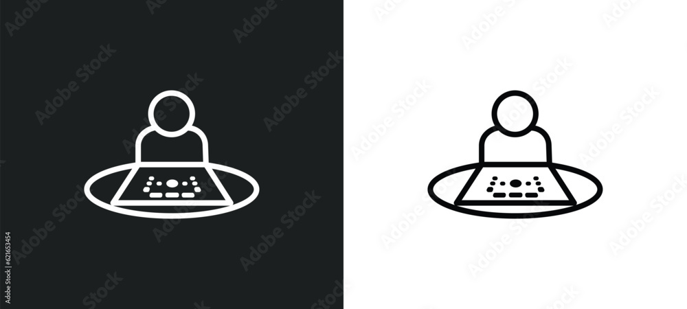 Poster table game outline icon in white and black colors. table game flat vector icon from outdoor activiti