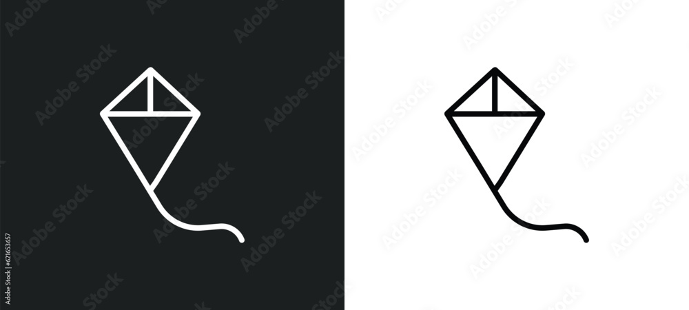 Poster flying a kite outline icon in white and black colors. flying a kite flat vector icon from activity a