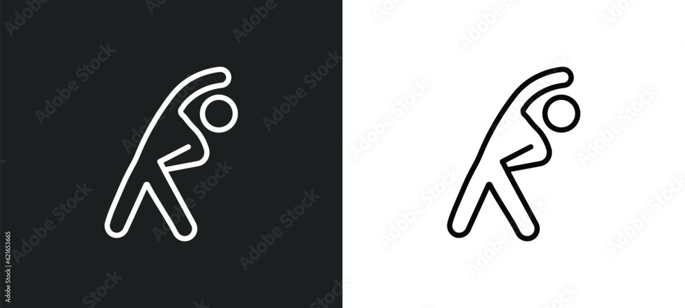 Poster exercising outline icon in white and black colors. exercising flat vector icon from activity and hob