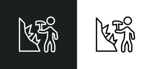 mineral collecting outline icon in white and black colors. mineral collecting flat vector icon from activity and hobbies collection for web, mobile apps and ui.