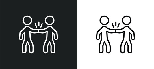 meeting with a friend outline icon in white and black colors. meeting with a friend flat vector icon from activity and hobbies collection for web, mobile apps and ui.