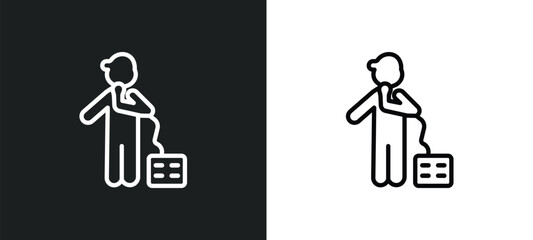 Fototapeta premium beatboxing outline icon in white and black colors. beatboxing flat vector icon from activity and hobbies collection for web, mobile apps and ui.