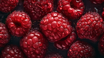 raspberry with droplet - wet raspberry - Created with Generative AI technology.