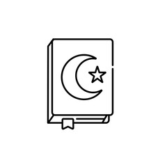Ramadan Kareem book line style icon design, Islamic religion culture belief religious faith god spiritual meditation and traditional theme Vector illustration