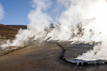 Exploring the fascinating geothermic fields of El Tatio with its steaming geysers and hot pools...