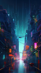 Obraz premium Futuristic urban landscape. Generative AI