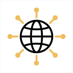 Digital technology, social network, global connect, simple business logo. Black icon on white background