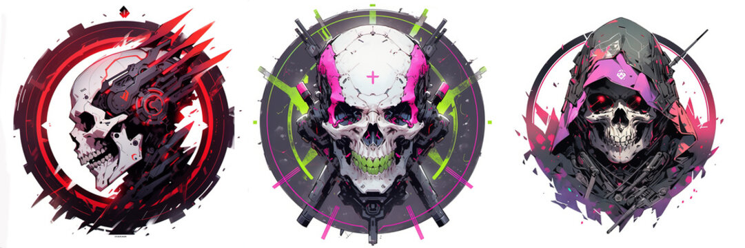 Cyberpunk skull logo 2D