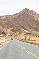 State Highway 8 road through Lindis Pass, New Zealand.