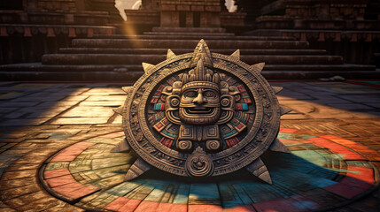 Fototapeta na wymiar Illustration of Aztec temple - AI generated image.