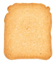 One piece of white wheat flour toast on a white isolated background