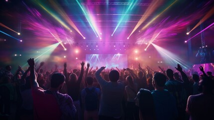 Fototapeta na wymiar crowd at concert party, night club