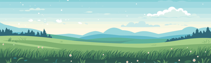 Obraz na płótnie Canvas A starry night sky over a meadow vector simple 3d isolated illustration