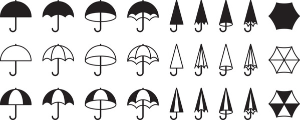 モノクロの傘のベクターイラストセット © summer orange