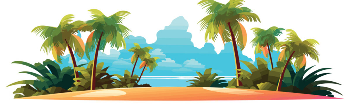 A tropical island with palm trees vector simple 3d isolated illustration