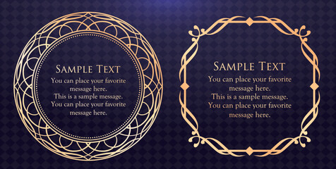 高級感のあるフレームデザインセット、アンティーク調のデザインマテリアル