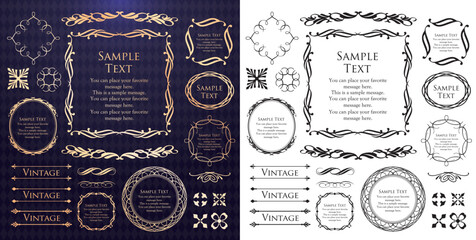 高級感のあるフレームデザインセット、アンティーク調のデザインマテリアル