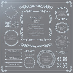 高級感のあるフレームデザインセット、アンティーク調のデザインマテリアル