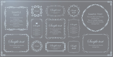高級感のあるフレームデザインセット、アンティーク調のデザインマテリアル