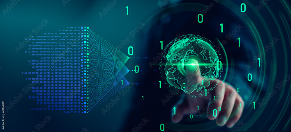 Aufkleber AI technology to help manage big data. Learning of Artificial Intelligence for Business Analytics. Data Mining, analyzing and visualizing complex data, innovation for futuristic, business automation.